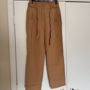 Ann Taylor Factory Women’s Khaki Pants With Belt Sz XS Straight Leg High Rise